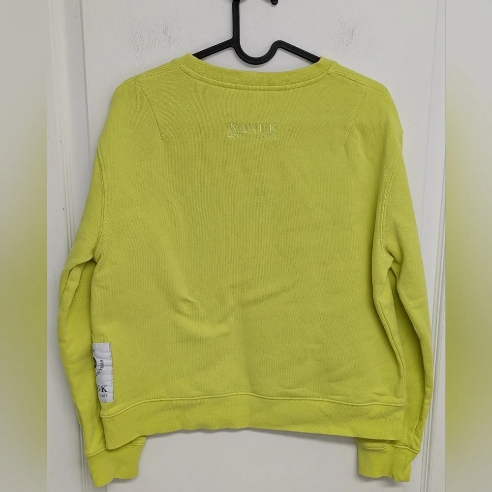 Kanuk Koroc crewneck Sweatshirt Lime Green 100% Cotton Canada size XS - Picture 2 of 12